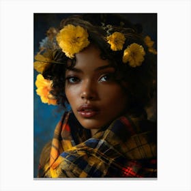 Black Woman With Flowers Canvas Print