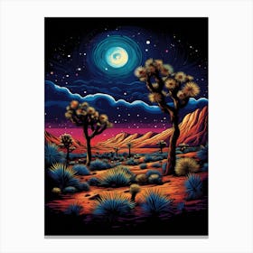 Joshua Tree At Night, Nat Viga Style (4) Canvas Print