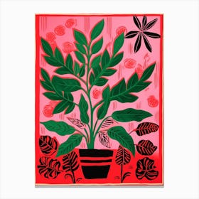 Pink And Red Plant Illustration Zz Plant 4 Canvas Print