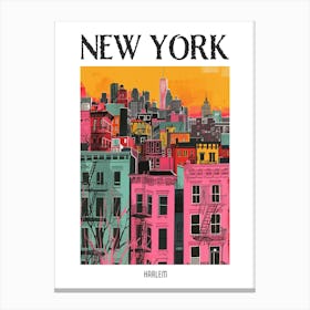 Harlem New York Colourful Silkscreen Illustration 4 Poster Canvas Print