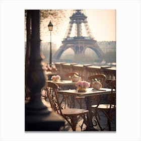 Paris Cafe At The Eiffel Tower 1 Canvas Print