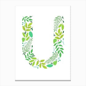Leafy Letter U Canvas Print