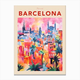 Barcelona Spain 3 Fauvist Travel Poster Canvas Print