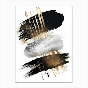 Gold And Black Brush Strokes Canvas Print 1 Canvas Print