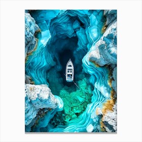 Boat In Ice Cave Canvas Print