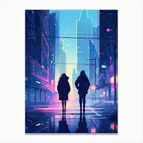 Neon city art Canvas Print