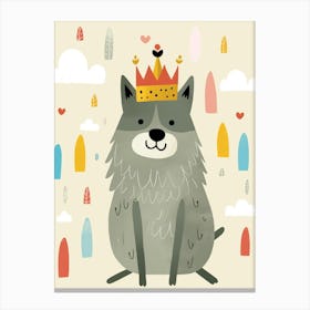 Little Timber Wolf 1 Wearing A Crown Canvas Print
