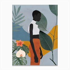 Tropical Girl Blue Canvas Print
