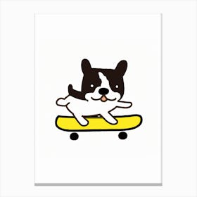 Kawaii Dog On A Skateboard Canvas Print