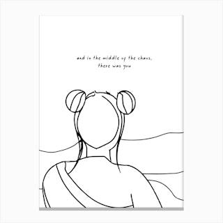 And In The Middle Of The Chaos, There Was You Line Art 3 Canvas Print