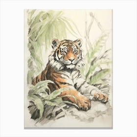 Storybook Animal Watercolour Tiger 4 Canvas Print