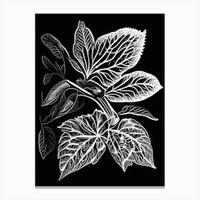 Wild Strawberry Leaf Linocut Canvas Print