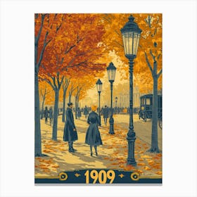 Aihrgdesign A Nostalgic Poster Of A 1909 City Park Featuring 3 Canvas Print