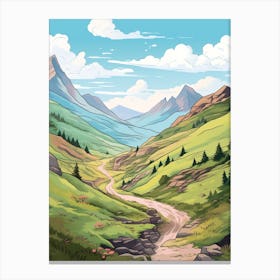 Haute Route France Switzerland 2 Hike Illustration Canvas Print