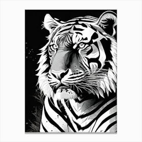 Tiger in Black and White Canvas Print