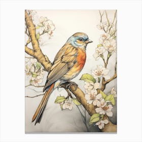Storybook Animal Watercolour Robin 2 Canvas Print
