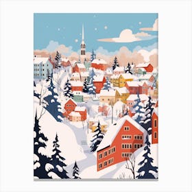 Retro Winter Illustration Helsinki Finland 2 Canvas Print