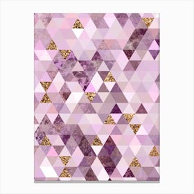 Abstract Triangle Geometric Pattern in Pink and Glitter Gold n.0001 Canvas Print