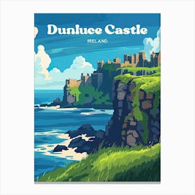 Dunluce Castle Ireland Cliff Digital Travel Illustration Canvas Print