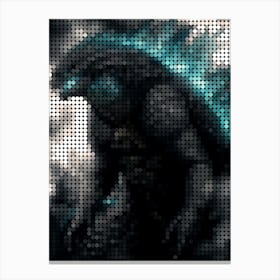 King Of Monster Godzilla In A Pixel Dots Art Style Canvas Print
