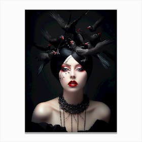 Gothic Woman With Crows Canvas Print