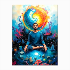 A Man in Zen Meditation Portrait Canvas Print