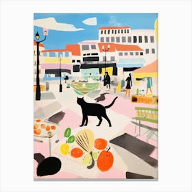 The Food Market In Santander 1 Illustration Canvas Print