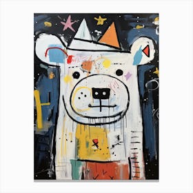 White polar street bear Basquiat style Canvas Print