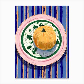 A Plate Of Pumpkins, Autumn Food Illustration Top View 63 Canvas Print