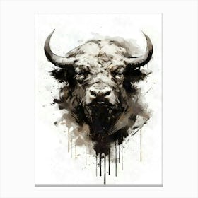 Aesthetic Abstract Watercolor Bison Canvas Print