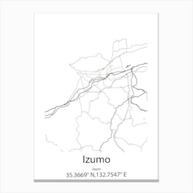 Izumo,Japan Minimalist Map Canvas Print