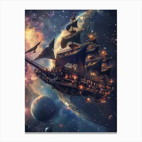 Fantasy Ship Floating in the Galaxy 4 Canvas Print