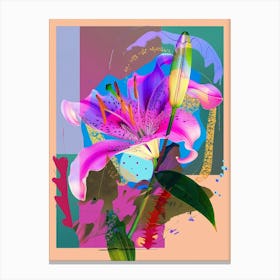 Lily 1 Neon Flower Collage Canvas Print