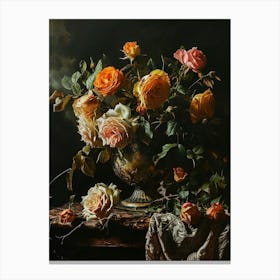 Baroque Floral Still Life Rose 5 Canvas Print