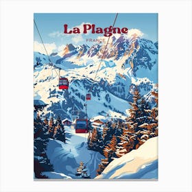 La Plagne France Winter Ski Travel Art Canvas Print