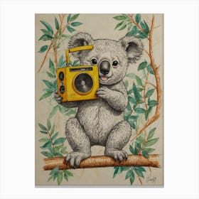 Koala With Radio Canvas Print