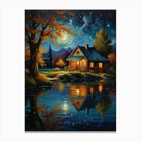 Cabin By The Lake 3 Canvas Print