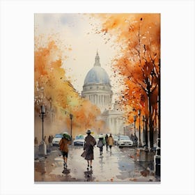 Rome Italy In Autumn Fall, Watercolour 2 Canvas Print