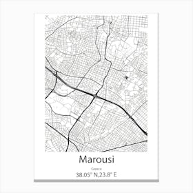 Marousi,Greece Minimalist Map Canvas Print