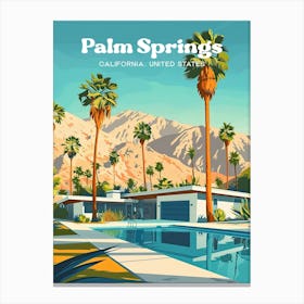 Palm Springs California Coachella Valley Digital Travel Illustration Canvas Print