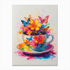 Teacup With Butterflies 1 Canvas Print