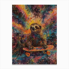 Sloth On A Skateboard 8 Canvas Print