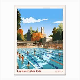 London Fields Lido London Swimming Poster Canvas Print