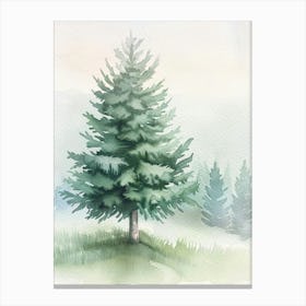 Cedar Tree Atmospheric Watercolour Painting 4 Canvas Print
