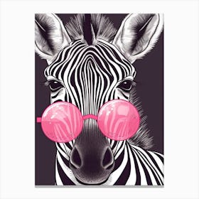 Portrait Funny Zebra Lips Pink S Canvas Print