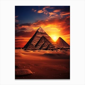 Egyptian Pyramids At Sunset Canvas Print