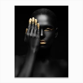 Black Woman With Gold Makeup 4 Canvas Print