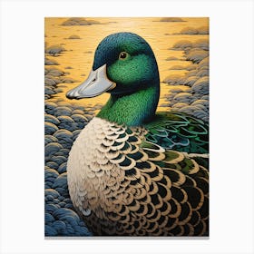 Ohara Koson Inspired Bird Painting Mallard Duck 3 Canvas Print