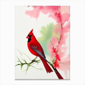 Cardinal 2 Watercolour Bird Canvas Print