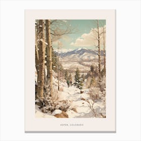 Vintage Winter Poster Aspen Colorado 3 Canvas Print